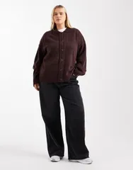 エイソス レディース アウター カーディガン シャツ ニット ASOS Curve ASOS DESIGN Curve knit collar shirt cardigan with seam detのサムネイル