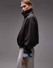 エイソス レディース アウター ジャケット・ブルゾン ドレープ ASOS DESIGN drape back funnel jacket DARK GRAY グレーのサムネイル