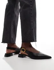 エイソス レディース シューズ パンプス ASOS DESIGN Wide Fit Leonora slingback ballet flats Black ブラックのサムネイル