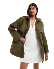 エイソス レディース アウター コート パーカー ASOS DESIGN formal four pocket parka in olive Khaki カーキのサムネイル