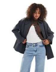 エイソス レディース アウター コート ASOS DESIGN trench car coat Navy ネイビーのサムネイル