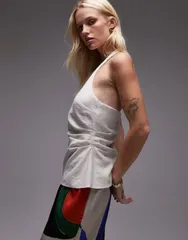 トップショップ レディース トップス タンクトップ リネン ホルター Topshop linen halter top in natural NATURALのサムネイル