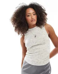 エイソス レディース トップス タンクトップ ギャザー リブ ASOS DESIGN ribbed tank with ruched side detail heather Gray Heatherのサムネイル