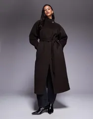 エイソス レディース アウター コート ウール ASOS DESIGN premium wool rich longline coat with gold button in chocolate チョのサムネイル