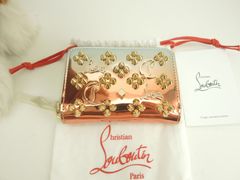 クリスチャンルブタン コインケース パネトーネスタッズ エナメルレザー銀橙ピンク カード用ポケット付小銭入 未使用@ 10のサムネイル