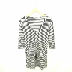 ブラック バイ マウジー BLACK by moussy ワンピース ひざ丈 プルオーバー ボーダー フード 薄手 七分袖 1 アイボリー ブラック 黒 /TT41のサムネイル