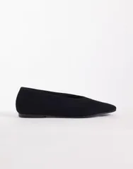 エイソス レディース シューズ パンプスエード ASOS DESIGN Lock premium round toe ballet flatsuede Black ブラックのサムネイル