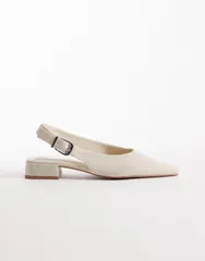 エイソス レディース シューズ パンプス リネン ASOS DESIGN Wide Fit Lotto slingback linen look ballet flats inatural Naturのサムネイル