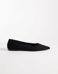 エイソス レディース シューズ パンプスエード ASOS DESIGN Lucky pointed ballet flatsuedette Black suedette ブラックのサムネイル