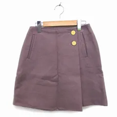 ロートレアモン LAUTREAMONT ドロワット Droite スカート フレア ミニ ウール バックジップ 無地 2 茶 ブラウン /NT31のサムネイル
