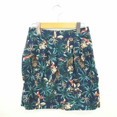 アーバンリサーチ URBAN RESEARCH スカート タイト ミニ 花柄 薄手 バックジップ 綿 コットン 麻 リネン混 FREE ネイビー グリーン 紺 緑 /TT24のサムネイル