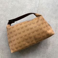 BOTTEGA VENETA ボッテガヴェネタ アクセサリーポーチ キャンバス レザー バタフライ 総柄 蝶 ハンドバック 化粧ポーチ ブラウン マルチカラー