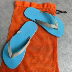 HERMES エルメス サンダル ビーチサンダル ブルー ロゴ 23cm