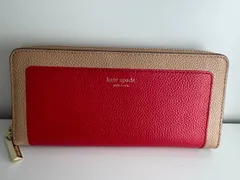 【美品】ケイトスペード 長財布 ラウンドファスナー バイカラー 赤 ベージュ【N1503】のサムネイル