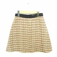 イエナ IENA スカート 台形 ニット ミニ 総柄 ラメ バックジップ 厚手 ウール混 36 茶 ブラウン アイボリー /TT16のサムネイル