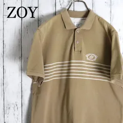 ZOY ゾーイ ボーダー 胸ロゴ刺繍 鹿の子ポロシャツ ゴルフ メンズ ベージュ L～LLのサムネイル