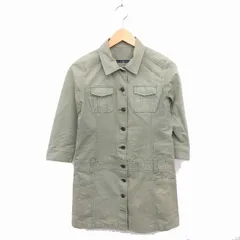 チャイルドウーマン CHILD WOMAN ワンピース シャツ ひざ丈 ステンカラー 無地 シンプル 七分袖 F 緑 グリーン /TT18のサムネイル