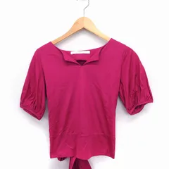 カージュ Khaju カットソー Tシャツ バックリボン オープンネック 半袖 無地 綿 ショッキングピンク /FT19のサムネイル