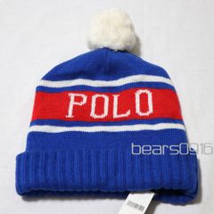 [폴로랄프로렌]신품 태그 첨부 비니 니트 캡 맨즈 F 블루 레드 화이트 POLO RALPH LAUREN 퐁퐁 자가드 트리코롤 성조기 칼라 미국 정규점 구입