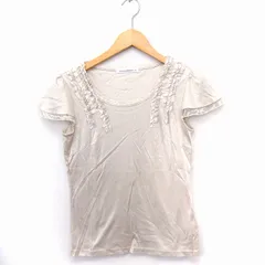 エムプルミエ ブラック M-Premier BLACK カットソー Tシャツ レース フリル フレンチスリーブ 36 ベージュ /FT37のサムネイル