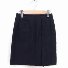 バーニーズニューヨーク BARNEYS NEW YORK 台形スカート ミニ 切替プリーツ 無地 コットン 綿 36 ブラック 黒 /FT7のサムネイル
