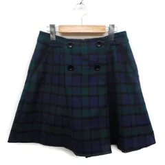 フェルゥ Feroux チェック柄 キュロットパンツ ラップパンツ ひざ丈 2 グリーン 緑 /FT26のサムネイル