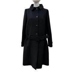 極美品☆PRADA プラダ P644IH S182 バージンウール100％ ベルト付き 2WAY ノーカラー コート ブラック 40 イタリア製 正規品 レディースのサムネイル