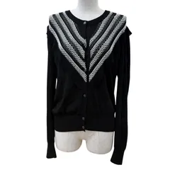 極美品☆CHANEL シャネル 20SS P64337K60204 フロントデザイン 長袖ニット カーディガン トップス ブラック 42 イタリア製 正規品のサムネイル
