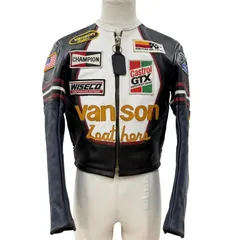 美品□VANSON バンソン ONE STAR LEATHER JACKET レザー ワンスター バイカージャケット ライダースジャケット マルチカラー 36 USA製のサムネイル