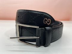 GUCCI グッチ 510309 マイクログッチシマ レザー シルバー金具ベルト