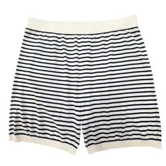 極美品▼PRADA プラダ 2022年製 UMP120 S221 102P シルク コットン ボーダー柄 ショートパンツ ネイビー ベージュ 50 伊製 正規品 メンズのサムネイル