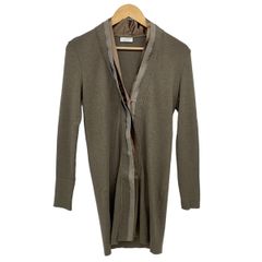 BRUNELLO CUCINELLI(ブルネロクチネリ) カーディガン サイズM レディース美品 - ブラウン×グレーベージュ 長袖/カシミヤ/シルク/ロング丈