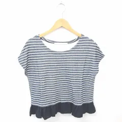カージュ Khaju カットソー Tシャツ ボーダー フレア 綿 コットン 半袖 紺 白 ネイビー アイボリー /TT2のサムネイル