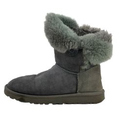 UGG(アグ) ショートブーツ W7 レディース ベイリーボタン 5803 ダークグレー ムートン