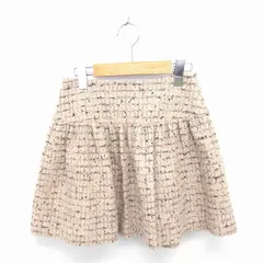 クローラ crolla フレア スカート ニット ミニ 総柄 ラメ 厚手 34 ベージュ ブラック 薄茶 黒 /TT27のサムネイル
