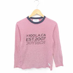 ジョイリッチ JOYRICH Tシャツ カットソー ボーダー 英字 丸首 綿 コットン 長袖 XS 赤 白 レッド ホワイト /TT37のサムネイル