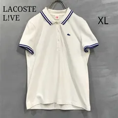 LACOSTE L!VE ラコステライブ 半袖　ポロシャツ  ワニロゴ ホワイト ネイビー　レディースXLのサムネイル