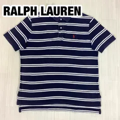 【y2k】POLO BY RALPH LAUREN ポロバイラルフローレン 刺繍ポニー ボーダー 半袖ポロシャツ サイズLL ネイビー× ホワイト 鹿の子 インパクト21 着丈73.2cm 肩幅47.5cm 身幅(脇下)59cm 袖丈24cm【古着】のサムネイル