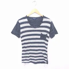 アバハウス ABAHOUSE Tシャツ カットソー 丸首 ボーダー 半袖 2 チャコールグレー ホワイト 白 /TT16のサムネイル