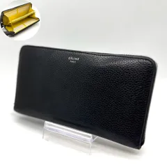 【黒×イエローの鮮やかな内装】　CELINE　長財布 ラウンドファスナー バイカラー レザーウォレット　ブラックのサムネイル