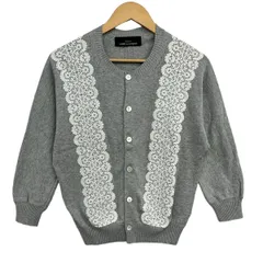 tricot COMMEdesGARCONS(トリココムデギャルソン) カーディガン レディース美品  - グレー×白 長袖/レース/フラワー(花)のサムネイル