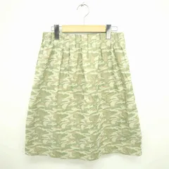 セポ CEPO スカート ギャザー フレア ひざ丈 迷彩 カモフラ ウエストゴム M 緑 薄茶 グリーン ベージュ /TT30のサムネイル
