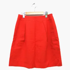 N.Natural Beauty Basic N.ナチュラルビューティーベーシック 台形 スカート 膝丈 総柄 タック ウール 毛 カシミヤ混 M オレンジ /HT13のサムネイル