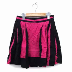 ボディドレッシングデラックス BODY DRESSING Deluxe スカート フレア ミニ タック サイドジップ ツートンカラー 36 ピンク 黒 ブラック /NT2のサムネイル