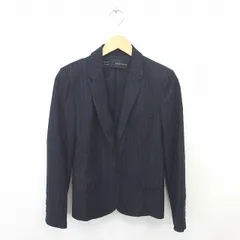 ザラ ベーシック ZARA BASIC ジャケット アウター テーラード ストライプ 総裏地 肩パッド S ネイビー ホワイト /TT42のサムネイル