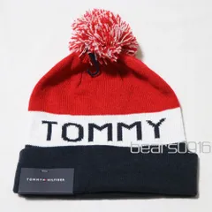 【トミーヒルフィガー】新品タグ付 ビーニー ニットキャップ メンズ F 赤白紺 TOMMY HILFIGER ポンポン ニット帽 フラッグカラー アメリカ購入のサムネイル