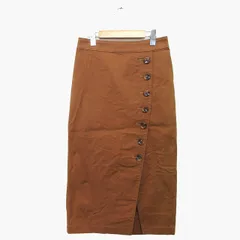 スピック＆スパン ノーブル Spick&Span Noble タイト スカート ロング ミモレ丈 飾りボタン スリット コットン 綿 ブラウン 茶 /HT20のサムネイル