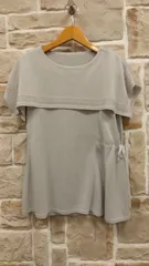 M01   ハナエモリ　HANAE MORI    サマーニットトップス　　ノースリーブ　左脇ドローストリング　Mサイズ　レーヨン＆ポリエステルのサムネイル