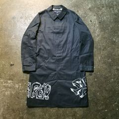 極美品 ブラックコムデギャルソン バック刺繍 ロング スーベニアコート