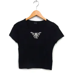 メルローズ MELROSE ウール カットソー Tシャツ 刺繍 クロップド 半袖 黒 ブラック /NT30のサムネイル